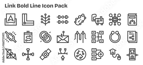 24 Icons for Link in Bold Outline Format