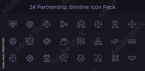 Partnership Vector Set - 24 Slim Line Icons