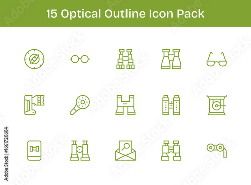 Optical Icon Collection - 15 Outline Designs