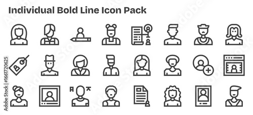 24 Bold Outline Style Icons - Individual Collection