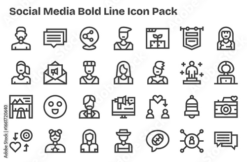 28 Extra Bold Line Designs - Social Media Vector Icons
