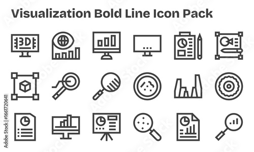 Visualization - 18 Bold Line Vector Illustrations
