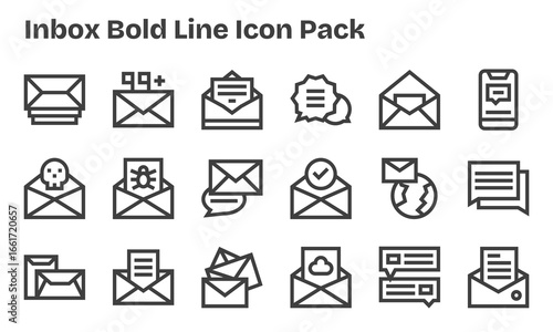 Bold Line Icons - Inbox Set with 18 Vectors