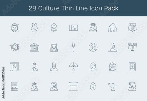 Culture Design Icons - 28 in Thin Line Style