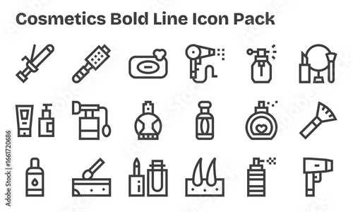 Cosmetics Design Icons - 18 in Bold Line Style