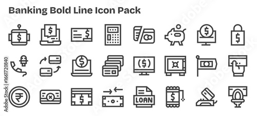 Banking Visual Pack - 24 Bold Outline Icons