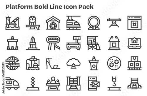 Extra Bold Line Style Platform Icons - 28 Vectors