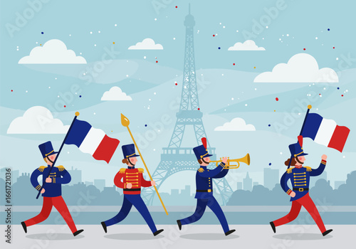 Parade on a paris french, vector illustration design