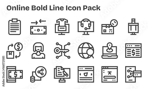 Online Design Icons - 18 in Bold Line Style