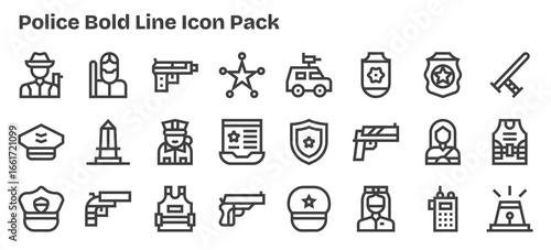 Police Visual Pack - 24 Bold Outline Icons