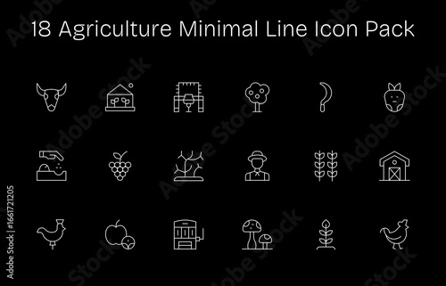 Agriculture - 18 Minimal Line Vector Illustrations