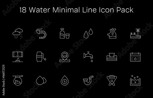 18 Water Icons in Minimal Line Aesthetic