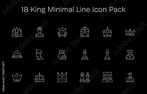 18 Minimal Line Style Icons - King Collection