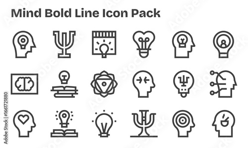 Mind Icon Set - 18 Bold Line Graphics