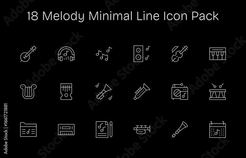 Melody Vector Set - 18 Minimal Line Icons