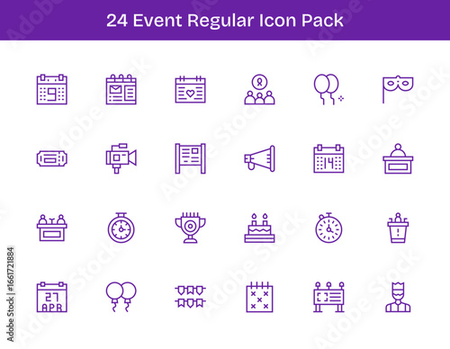 Event Icon Set - 24 Regular Outline Graphics