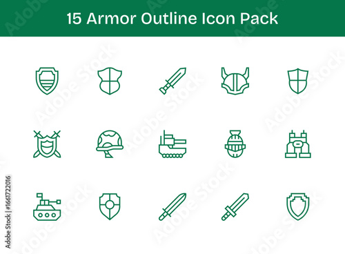 15 Outline Style Icons - Armor Collection