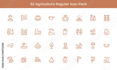 32 Regular Line Designs - Agriculture Vector Icons