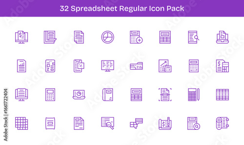 Spreadsheet Icon Collection - 32 Regular Line Designs