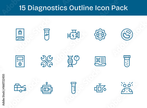 Diagnostics Design Icons - 15 in Outline Style