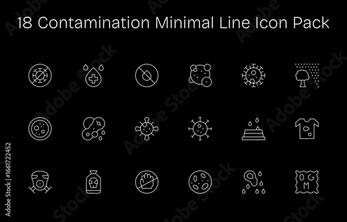 Contamination Vector Set - 18 Minimal Line Icons