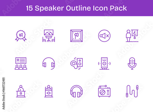 Speaker Icon Collection - 15 Outline Designs