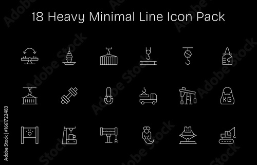 Minimal Line Icons - Heavy Set with 18 Vectors