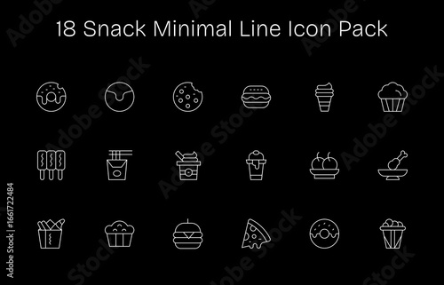 18 Minimal Line Icons - Snack Graphics