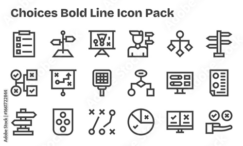 Bold Line Icons - Choices Set with 18 Vectors