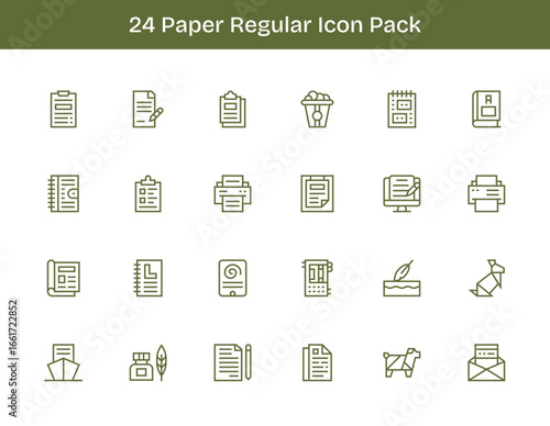 Paper - 24 Icons in Regular Outline Design