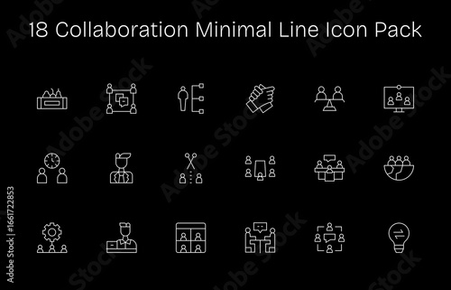 Minimal Line Style Collaboration Icons - 18 Vectors