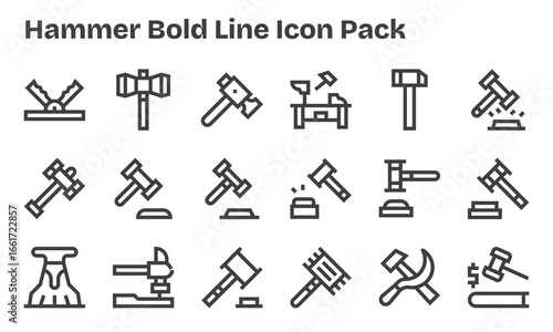 18 Bold Line Icons - Hammer Graphics