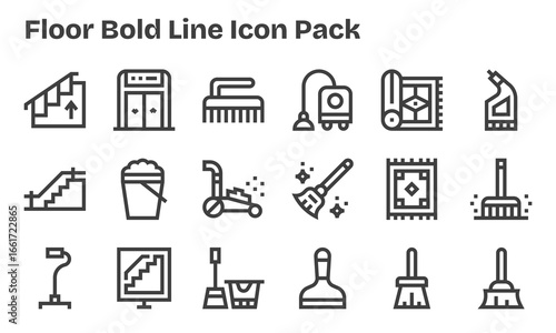 18 Icons for Floor in Bold Line Format