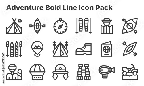 Bold Line Icons - Adventure Set with 18 Vectors