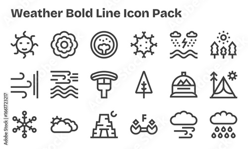 18 Icons for Weather in Bold Line Format