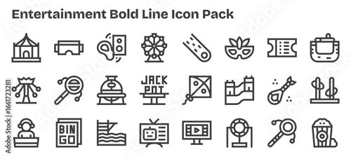 Entertainment Icon Collection - 24 Bold Outline Designs