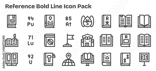 24 Bold Outline Style Icons - Reference Collection