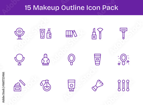 Makeup - 15 Outline Vector Illustrations
