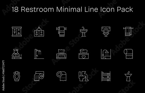 Minimal Line Style Restroom Icons - 18 Vectors