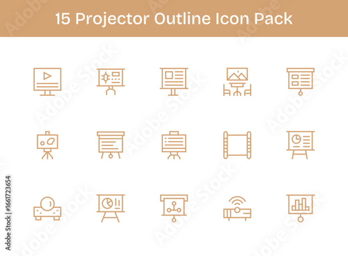 15 Outline Style Icons - Projector Collection