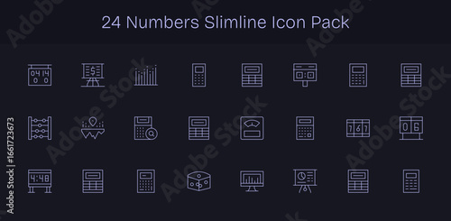 24 Slim Line Vectors for Numbers Theme