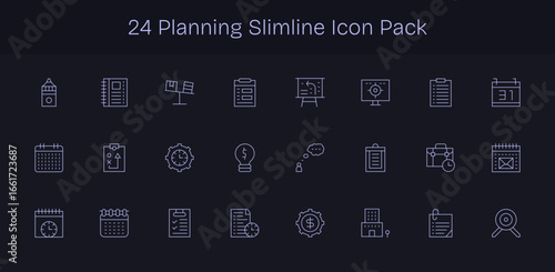 Planning - 24 Slim Line Vector Illustrations