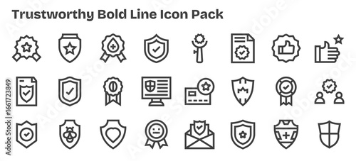 24 Trustworthy Icons in Bold Outline Aesthetic