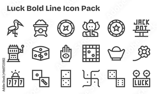 18 Icons for Luck in Bold Line Format