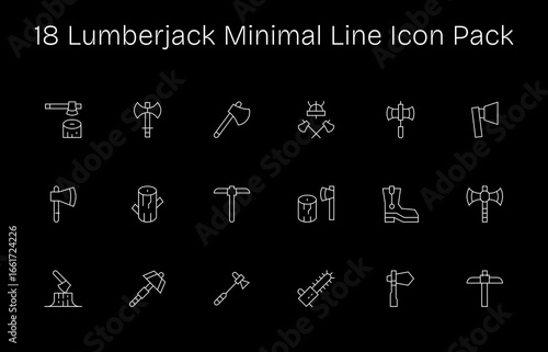 18 Minimal Line Designs - Lumberjack Vector Icons