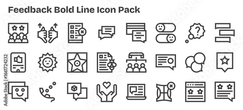 Feedback Vector Set - 24 Bold Outline Icons