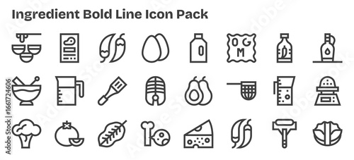 24 Bold Outline Icons - Ingredient Graphics