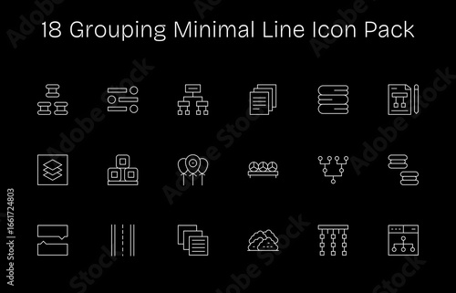 Grouping Vector Set - 18 Minimal Line Icons