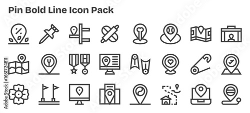 24 Bold Outline Vectors for Pin Theme