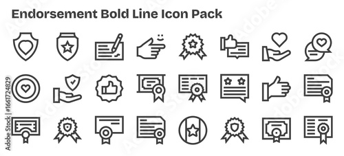 Bold Outline Icons - Endorsement Set with 24 Vectors